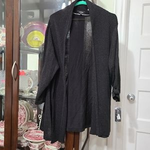 Elementz Women's Open Front Sparkly Career Black Caridgan Folded Sleeves Size 2X